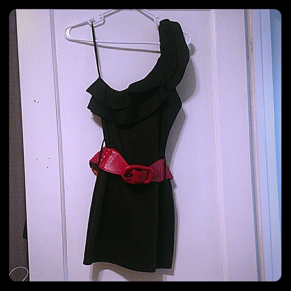 Black one shoulder dress
